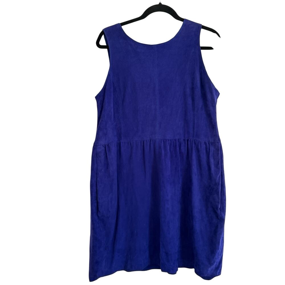 Lucky Brand Suede Dress Blue Fit & Flare Cottagecore Preppy Classic Midi Sz XL